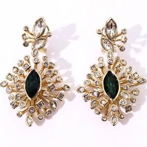 Alexis Bittar Gold and Green Crystal Earrings Stunning Lux ++
